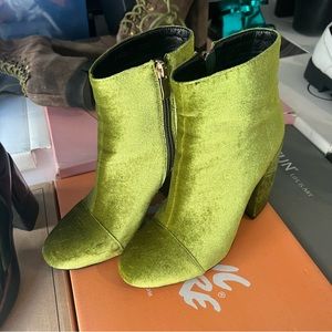 Public Desire Velvet Green Booties 5